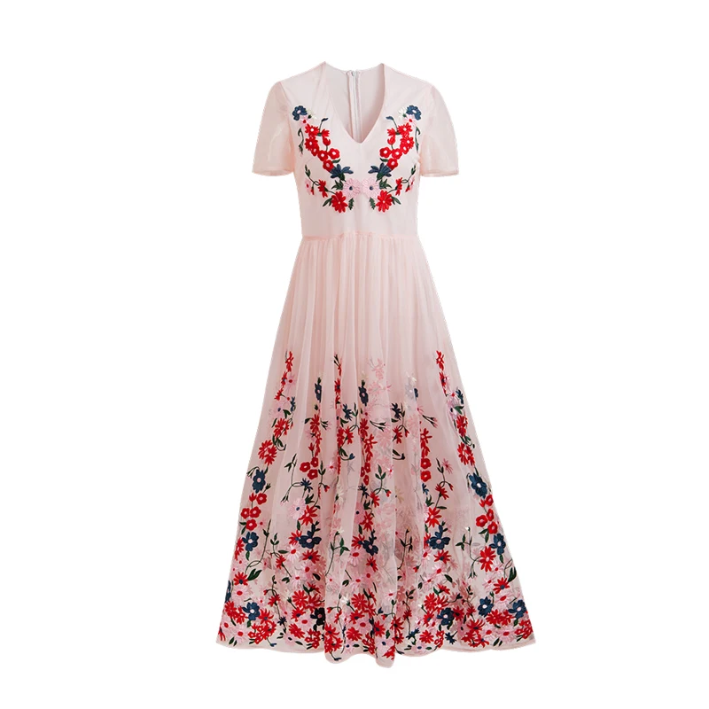 OFTBUY 2018 boho Летнее платье женские платья цветочной вышивкой сетки кружева