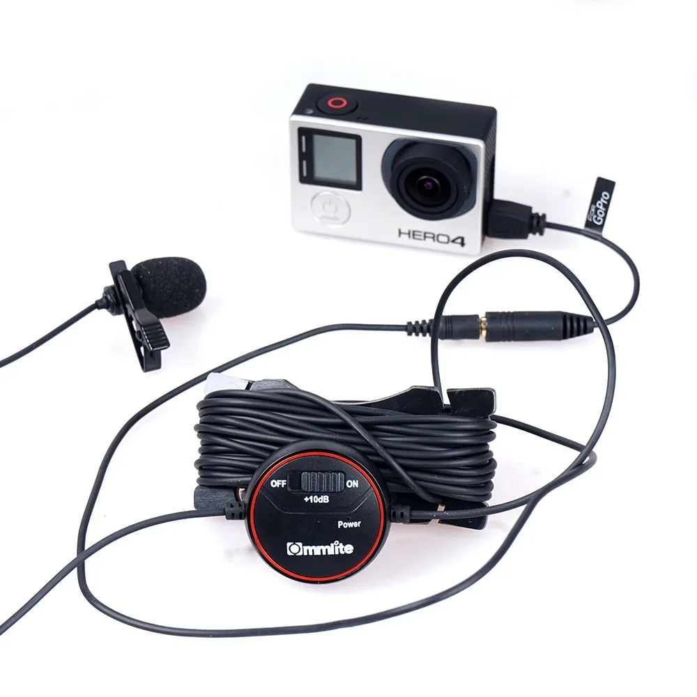 

Commlite CVM-V03GP CoMica dB регулировка Lavalier микрофон клип на всенаправленный конденсаторный микрофон для GoPro HERO3 3 + 4 + ветер Muf