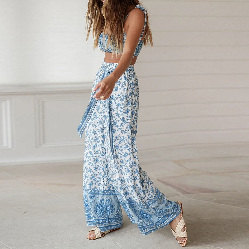 Элегантные сексуальные пляжные Boho летние 2019 женские комбинезоны с поясом на