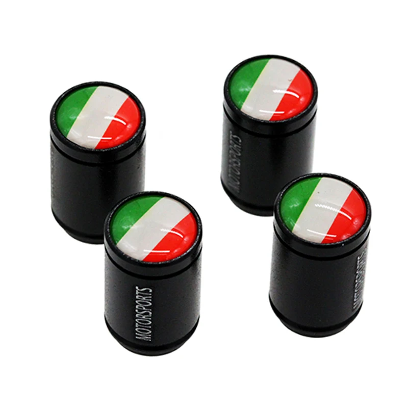 

HAUSNN 4Pcs/Set for Alfa Romeo FIAT Ferrari Valve Caps Car Accessories Stem Covers Auto Styling Italy Flag Logo Sticker