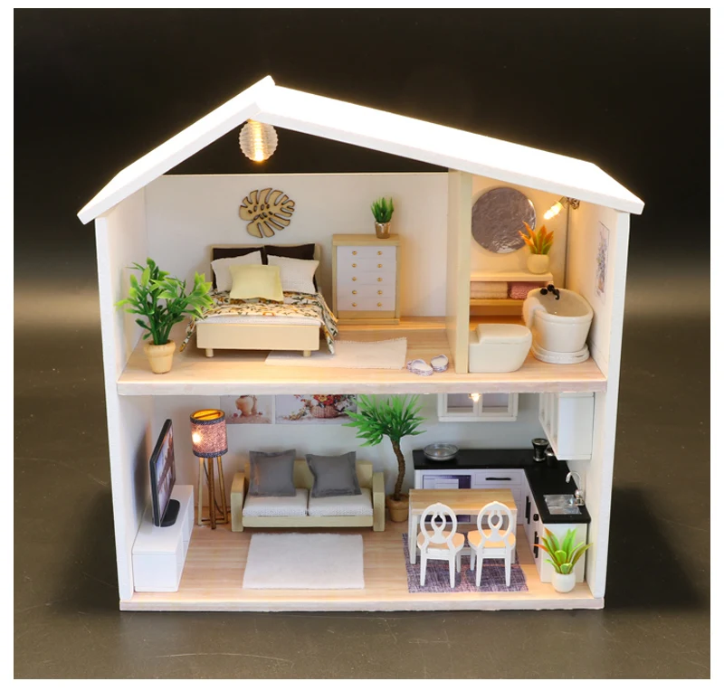 Деревянный ручной работы миниатюры для кукольного домика мебель Miniaturas кукольный домик наборы DIY кукольный домик головоломки игрушки для детей подарок на день рождения
