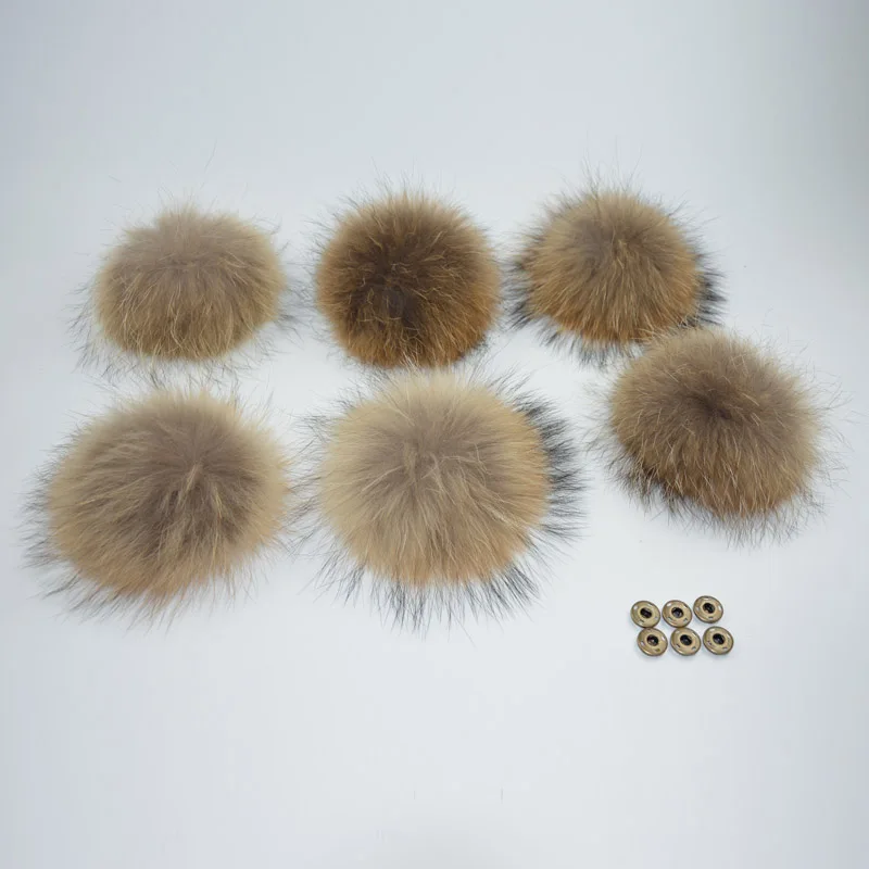 Помпон из натурального меха енота 5 шт./лот Большие меховые шарики для зимних