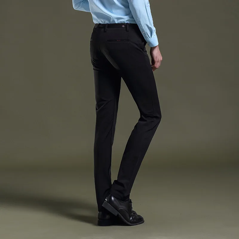 Для мужчин s Платье черного цвета брюки формальные Slim Fit Свадебные Мужские черные