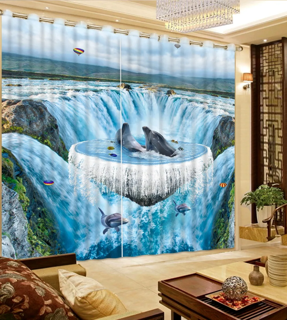 Светонепроницаемые шторы для спальни занавески с дельфином на заказ модный