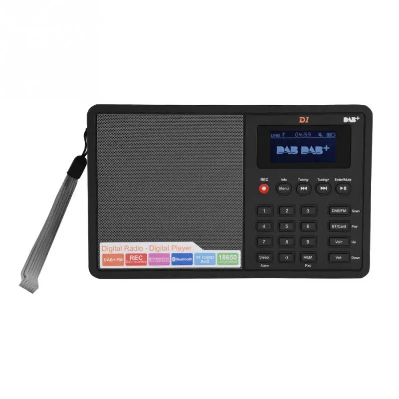Портативное Bluetooth радио DAB+ FM RDS цифровое радио стерео 1,8 дюймовый ЖК-дисплей поддержка часов/сна TF карта MP3, WMA и WAV