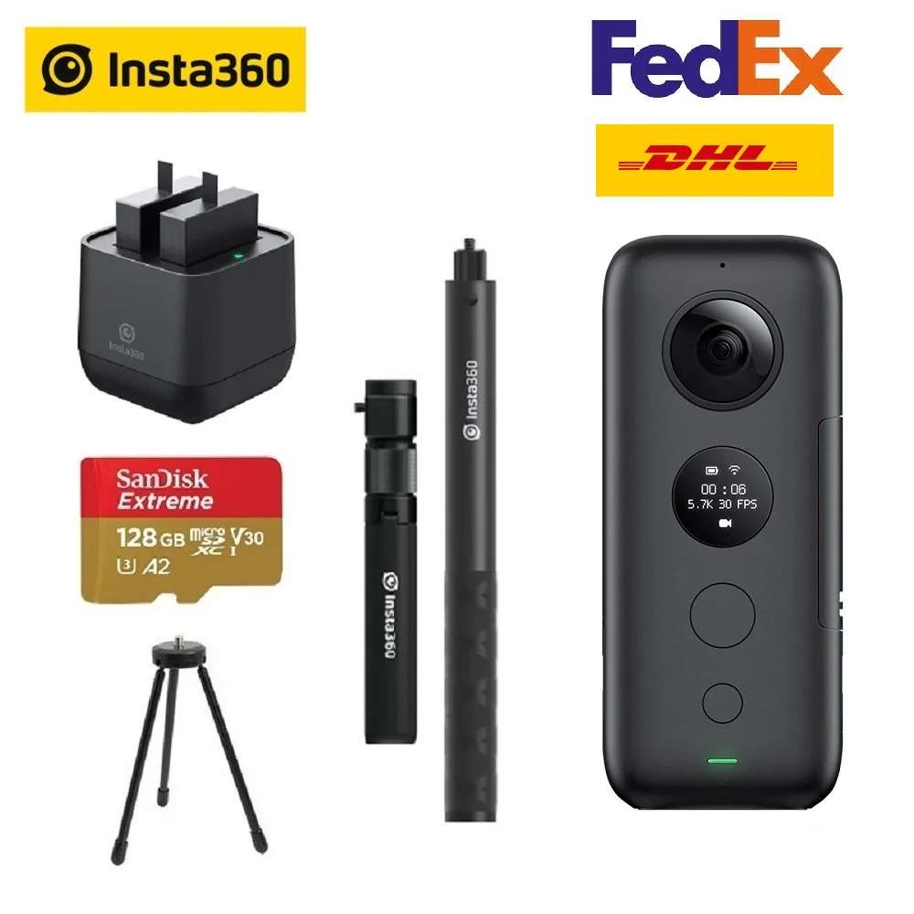 Insta360 ONE X Экшн-камера VR Insta 360 панорамная камера 5,7 K видео 18MP фото с зарядным устройством для аккумулятора селфи Stic