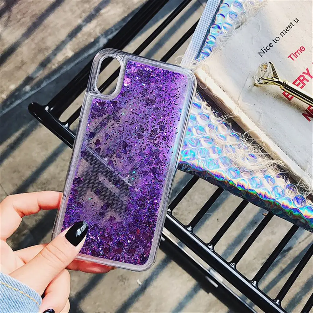 Мягкий чехол QINUO Love Heart Shining quicksand для Huawei HonorV10 6X 7X 8X 9 10 Lite Жидкостная динамика Nova 2i 3i
