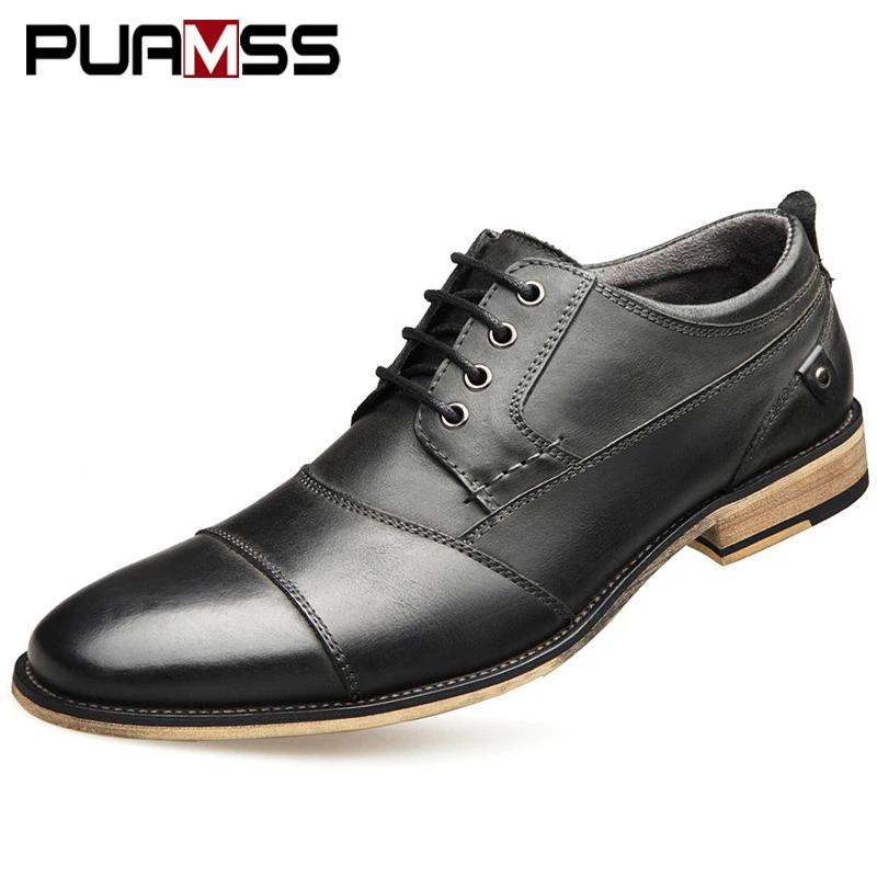 Brand Men Shoes Top Quality Oxfords British Style Genuine Leather Dress Business Formal Flats Plus Size 50 | Обувь