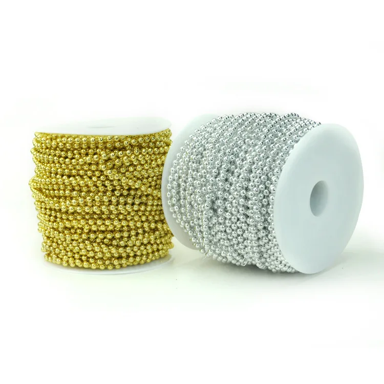

A Roll 40 Meters Length 4MM Artificial Pearl Beads Garland Spool Rope Wedding Party DIY Christmas Tree Home Hanging Decoration