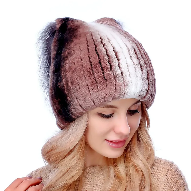 The new female han edition earmuffs beaver rabbit wool woven fur hat after fox hair thickening warm |