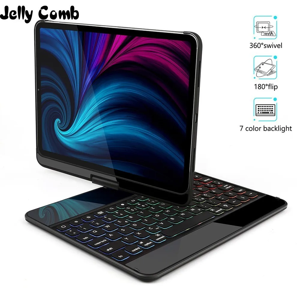 Беспроводной чехол-клавиатура Jelly Comb с Bluetooth для iPad Pro 11, чехол-клавиатура с поворотом на 360 °, беспроводной чехол с функцией автоматического пробуждения и сна