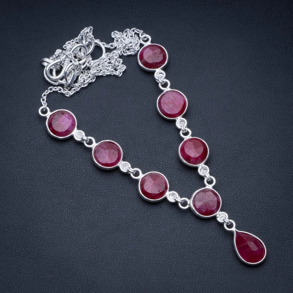 

Natural Cherry Ruby 925 Sterling Silver Y-Shaped Necklace 18" R2625