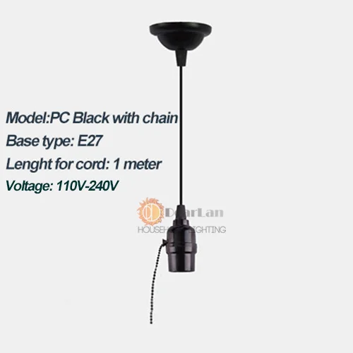 PC Black With Chain Отличный декоративный подвесной светильник для Бар/паб/клуб/Кофе магазин, Винтаж падения светильник исключены G80/A19/ST64 для дома/номер(K-60 - Цвет корпуса: PC Black With Chain