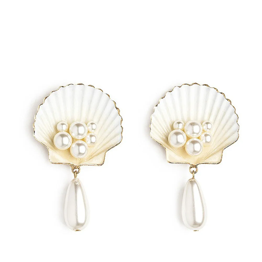 SP0221A-5 MLING, модные свисающие серьги с натуральным морским ракушкой, морской звездой, жемчугом для женщин, очаровательные геометрические свисающие серьги, ювелирное изделие - Окраска металла: SP0221A-5