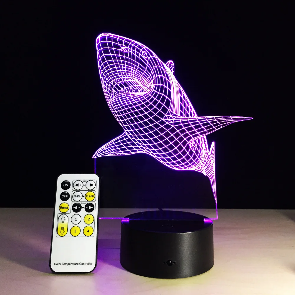 Белая Акула 3D Touch или пульт дистанционного управления светодиодный ночной