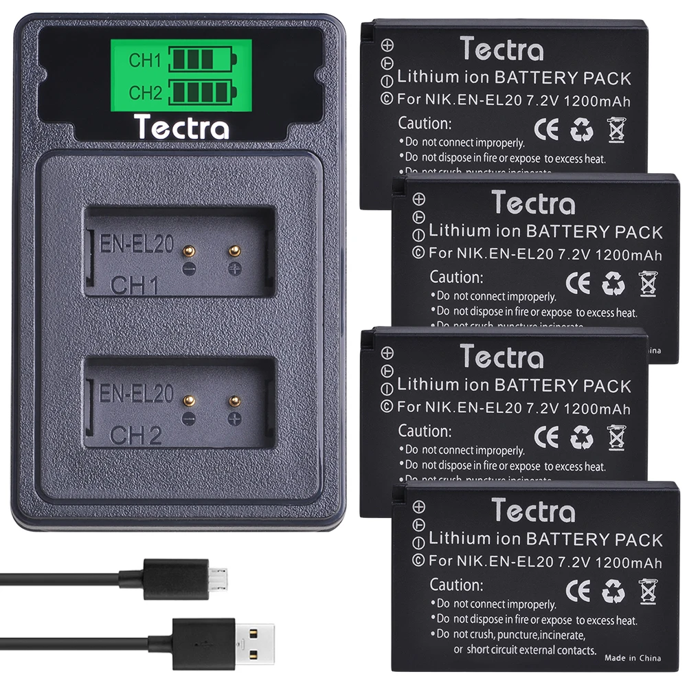 4 шт. EN-EL20 EN EL20 EN EL20a батарея+ ЖК USB зарядное устройство type C порт для Nikon Coolpix P1000 Nikon1 J1, J2, J3 Nikon1 AW1