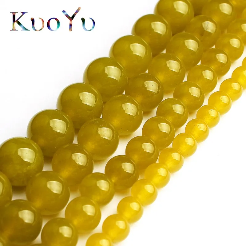 AAA Natural Stone Dark Yellow Jades Chalcedony Beads Round Loose Bead For Jewelry Making Diy Bracelet 15&quotStrand 6/8/10/12mm | Украшения