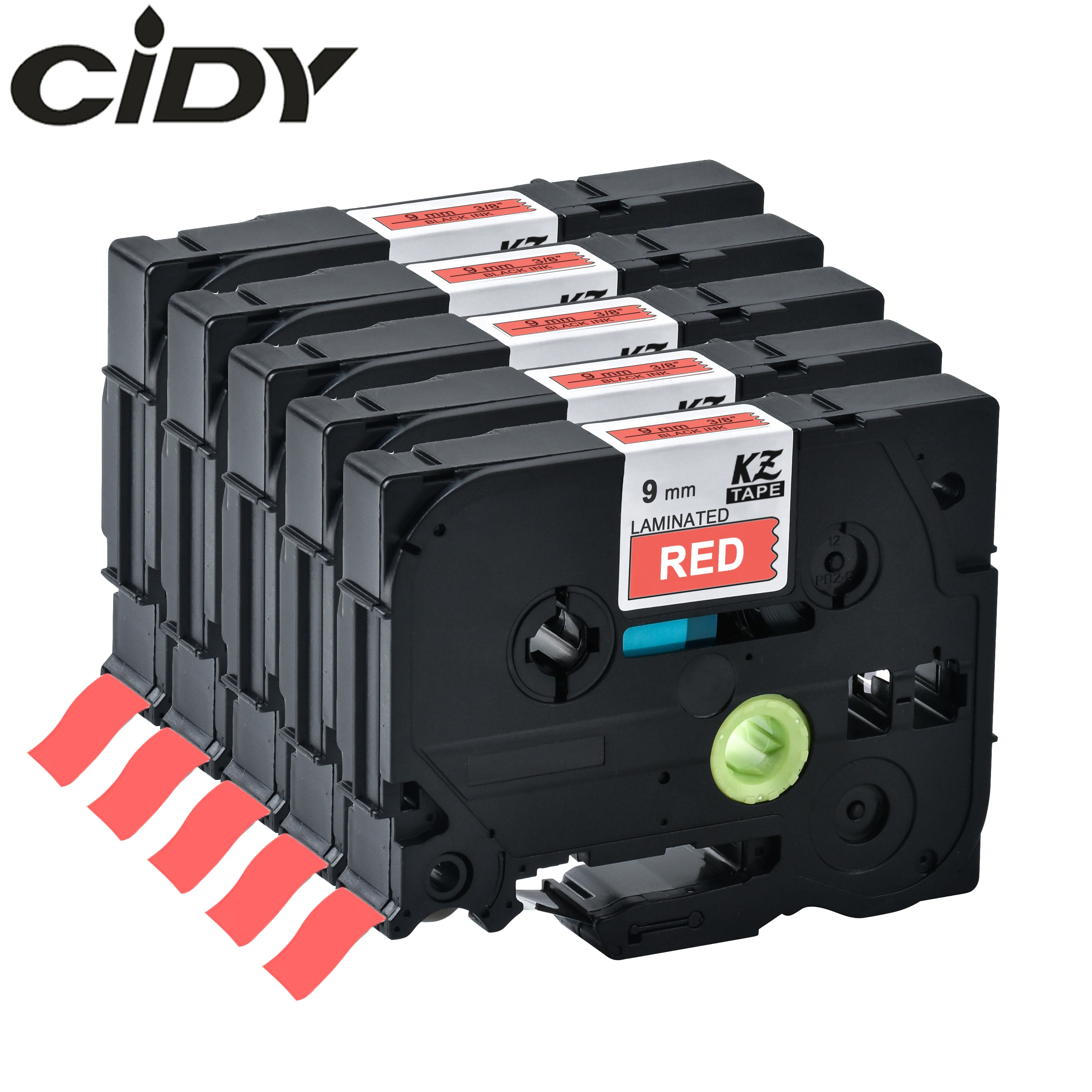

CIDY 5PCS compatible TZe-425 TZE425 TZE 425 Black on Red laminated label ribbon cassette for brother printer tz425 tz 425