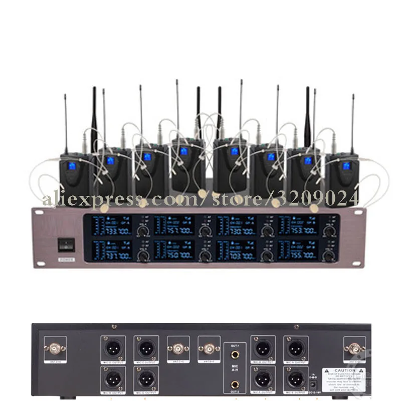Профессиональная 8 Гарнитура микрофон UHF 8 каналов беспроводной микрофон система 8 каналов многоканальный