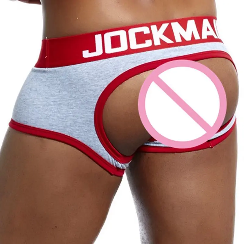 JOCKMAIL, Брендовое сексуальное нижнее белье для мужчин, бандаж, дышащий, cueca, гей, нижнее белье, хлопок, боксерские шорты, трусы с низкой талией, g-стринги - Цвет: Серый