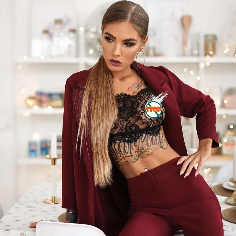 Женский сексуальный комплект нижнего белья Кружевной укороченный топ