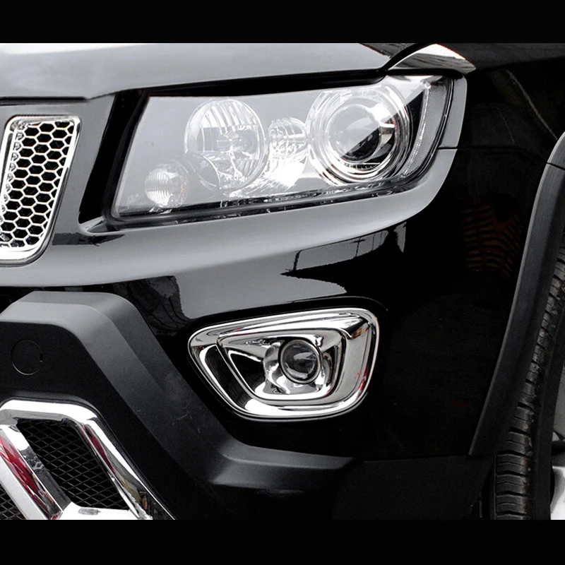 АБС-пластик хром для Jeep Compass 2013 2014 передняя противотуманная фара автомобиля