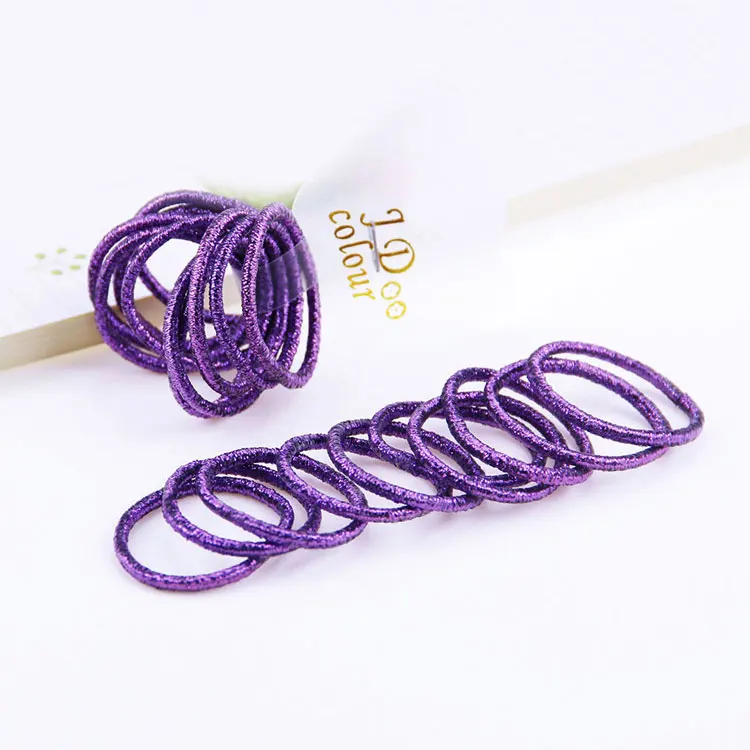 Purple 10 шт./лот, Детские блестящие аксессуары для волос, резинки для волос в виде конского хвоста, резинки для девочек, высокоэластичные мини-резинки для волос - Цвет: Purple