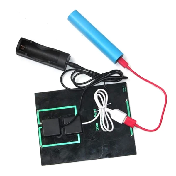 1 шт Новинка 3 5 W 5V Панели Солнечные с DC35MM база для 18650 Перезаряжаемые Батарея + USB