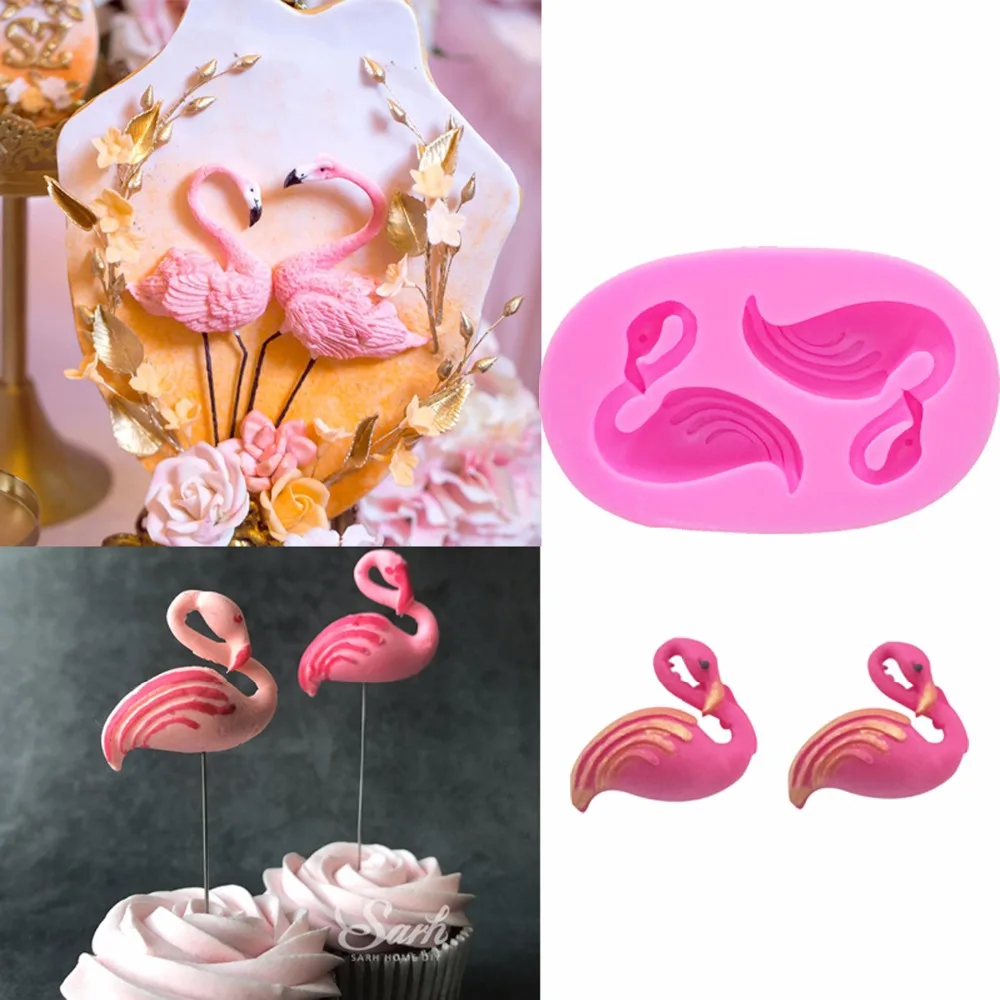 Фламинго силиконовые формы шоколада Плесень Sugarcraft Фондант Кекс украшения торта