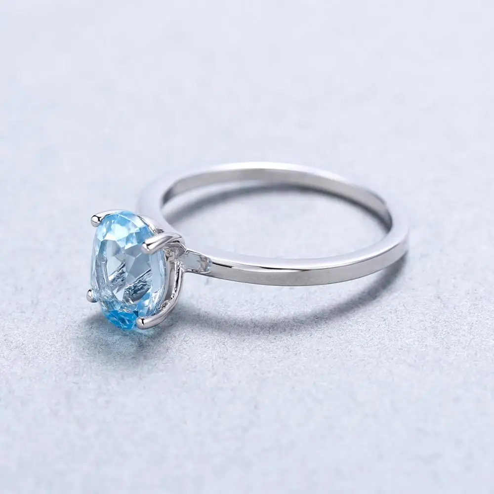 Gem's Ballet 2.36Ct Овальный натуральный Небесно-Голубой топаз драгоценный камень кольцо 925 пробы серебряный камень для рождения, солитер обручальное кольцо для женщин