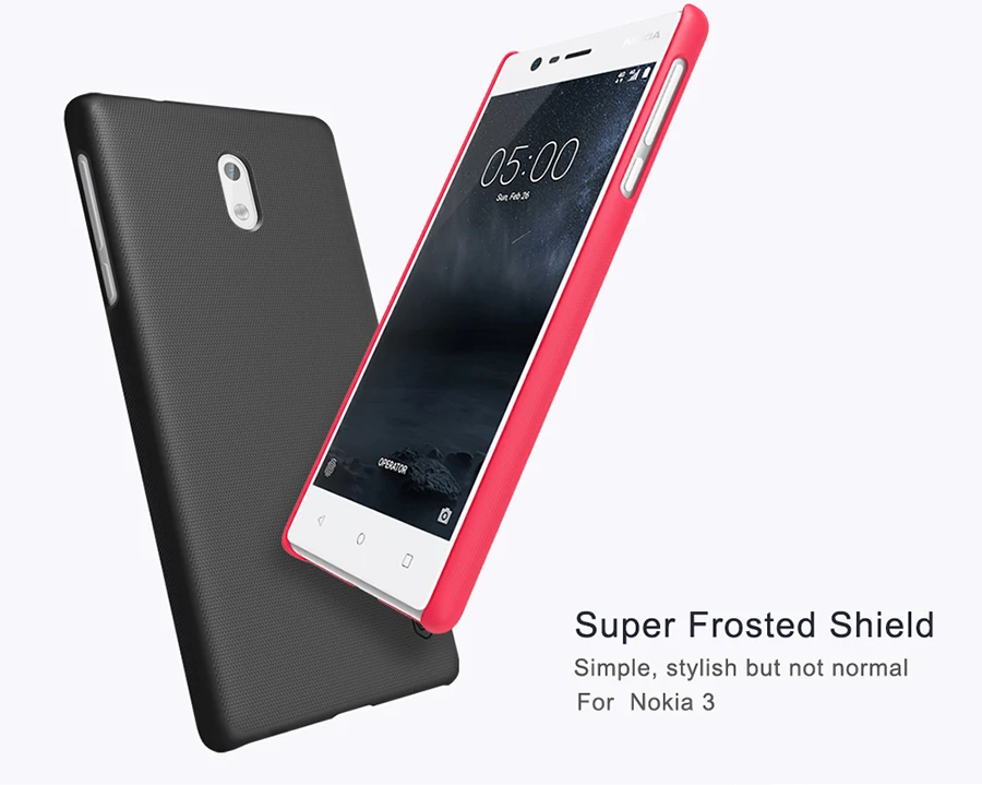 50 pcs NILLKIN Super Frosted Shield matte hard back cover+screen protector Mobile phone case For Nokia 3 |