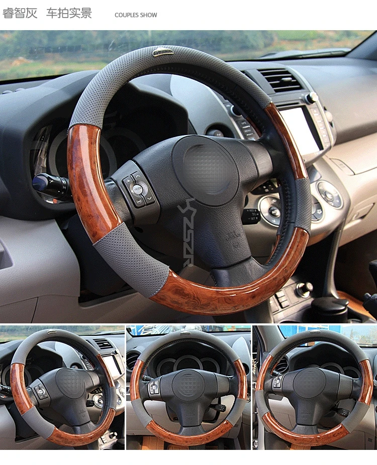 

Universally 38cm Genuine Leather + PVC Car Set Special Cool Hand Steering Wheel Cover For K2 Fabia Z2EB032