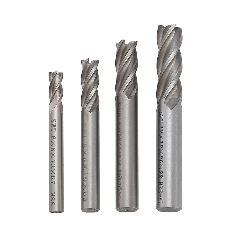 4 шт. Фрезерный резак твердосплавная Концевая фреза инструменты с ЧПУ HSS Диаметр