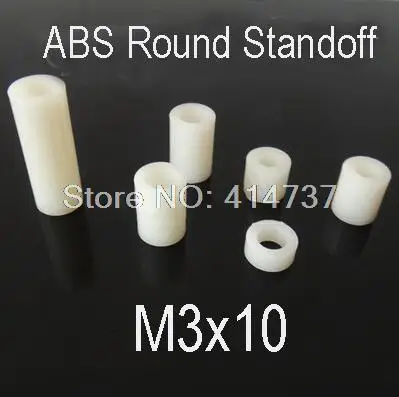 

100pcs/lot M3*10mm ABS Nylon Round Standoff Spcaer, PCB board spacer OD(7MM) X ID(3.2mm)*10mm