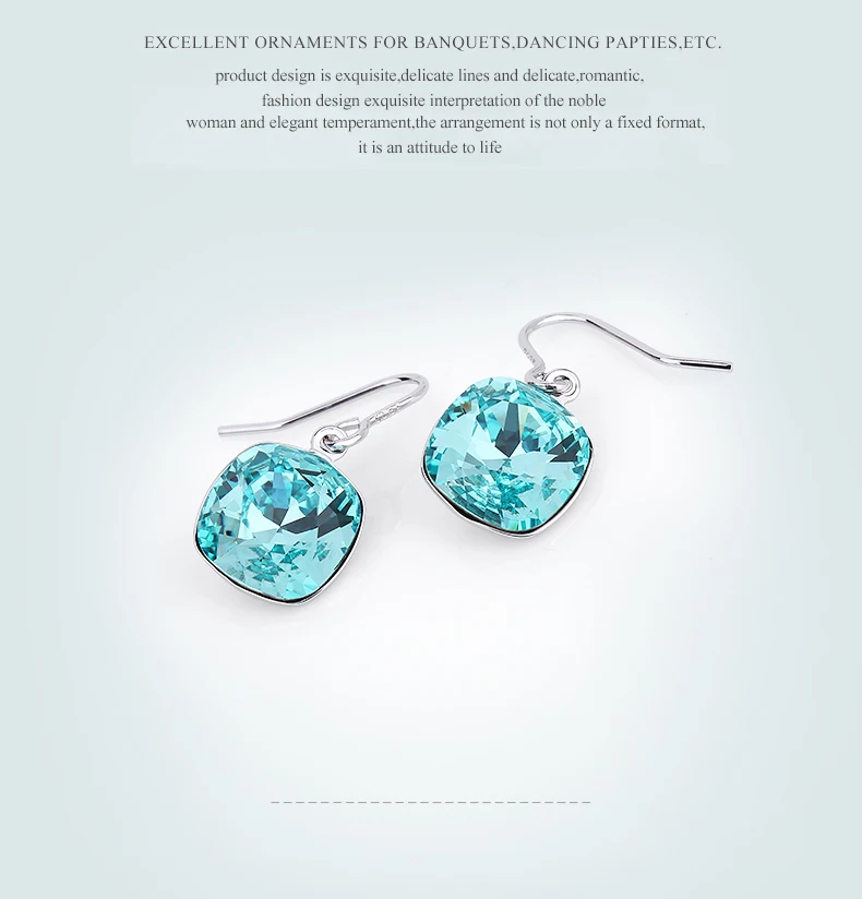 Серьги с кристаллами Swarovski для женщин, классические простые квадратные серьги-капли с кристаллами, хорошее ювелирное изделие, подарок для девочек, Brincos