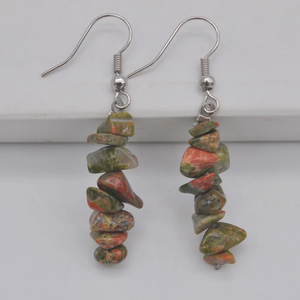 Lucky Handmade Unakite Epidote Beads GEM Earrings Jewelry For Woman Gift T195 | Украшения и аксессуары