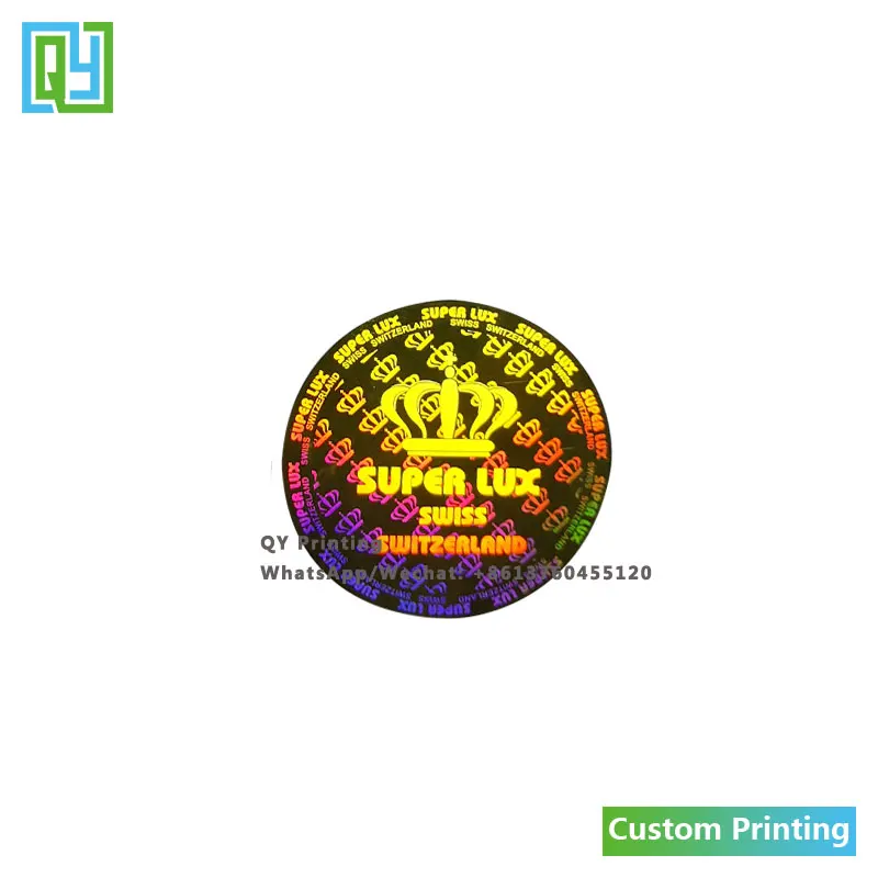 10000pcs 40x40mm Free Shipping Custom Printed 3D Golden Foil Hologram Sticker Anti Fake Secure Label Gold Laser Holographic Seal