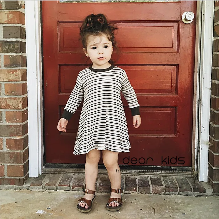 Ins/платье для девочек в полоску вязать Платья-свитеры Новинка 2017 года Корейский