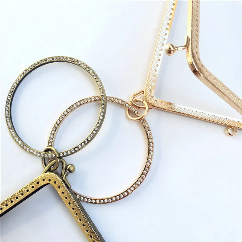 BDTHOOO 5pcs 18.5cm Antique Bronze Metal Purse Frame Handle for Clutch Bag Making Kiss Clasp Lock L-shaped Handbag Accessories