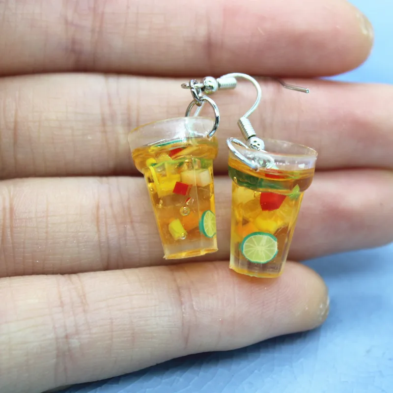 Оригинальные забавные мини серьги с имитацией фруктового чая чаша для закаления