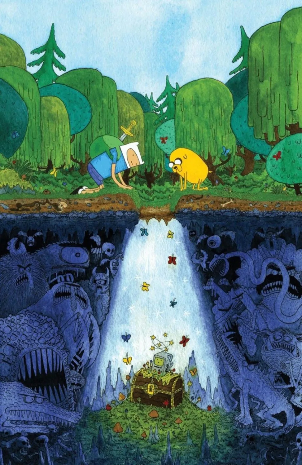 

Home Decor Adventure Time - With Finn & Jake-Silk Art Poster Wall Sicker Decoration Gift