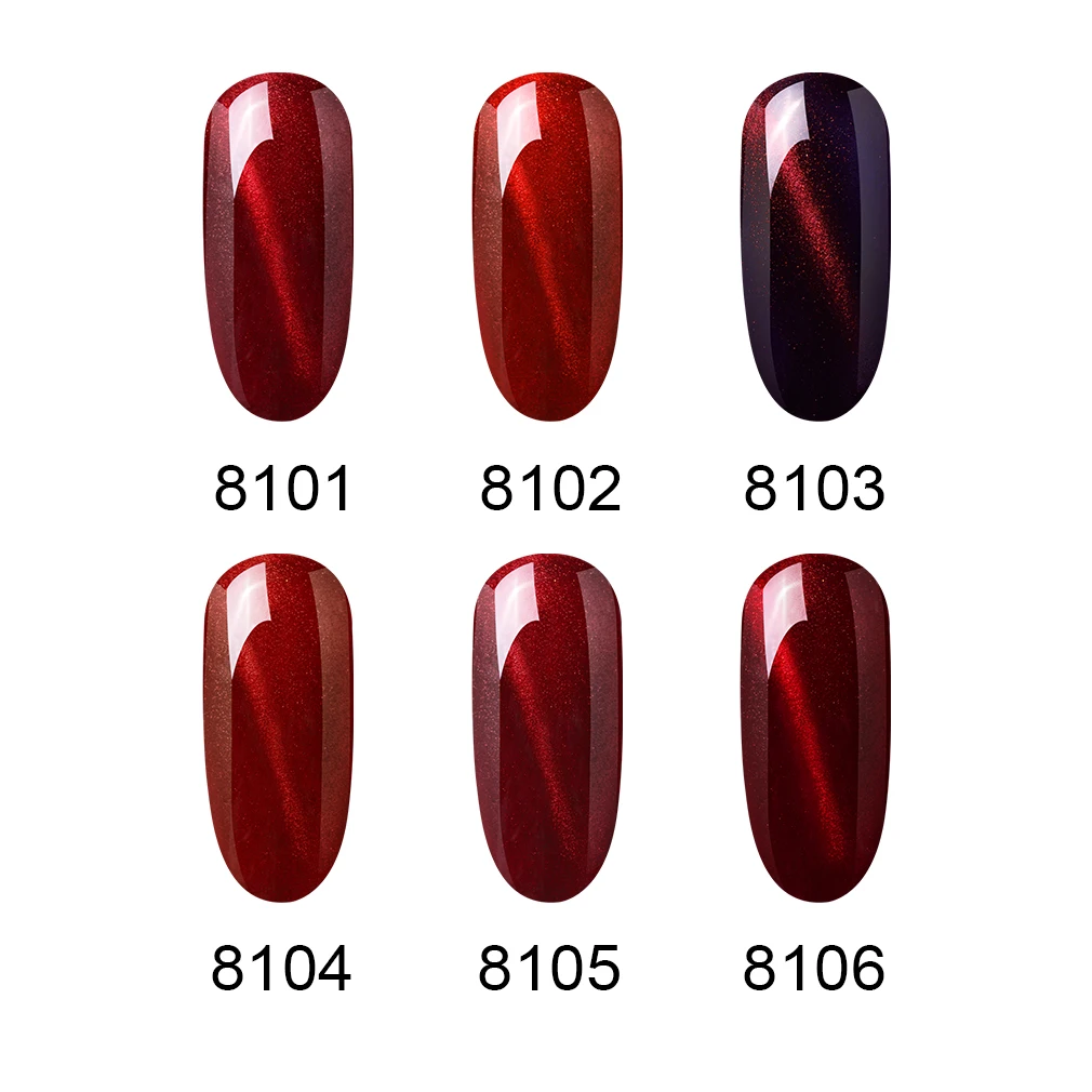 Inagla винно красный кошачий глаз 15 мл Гель лак для ногтей 6 видов цветов
