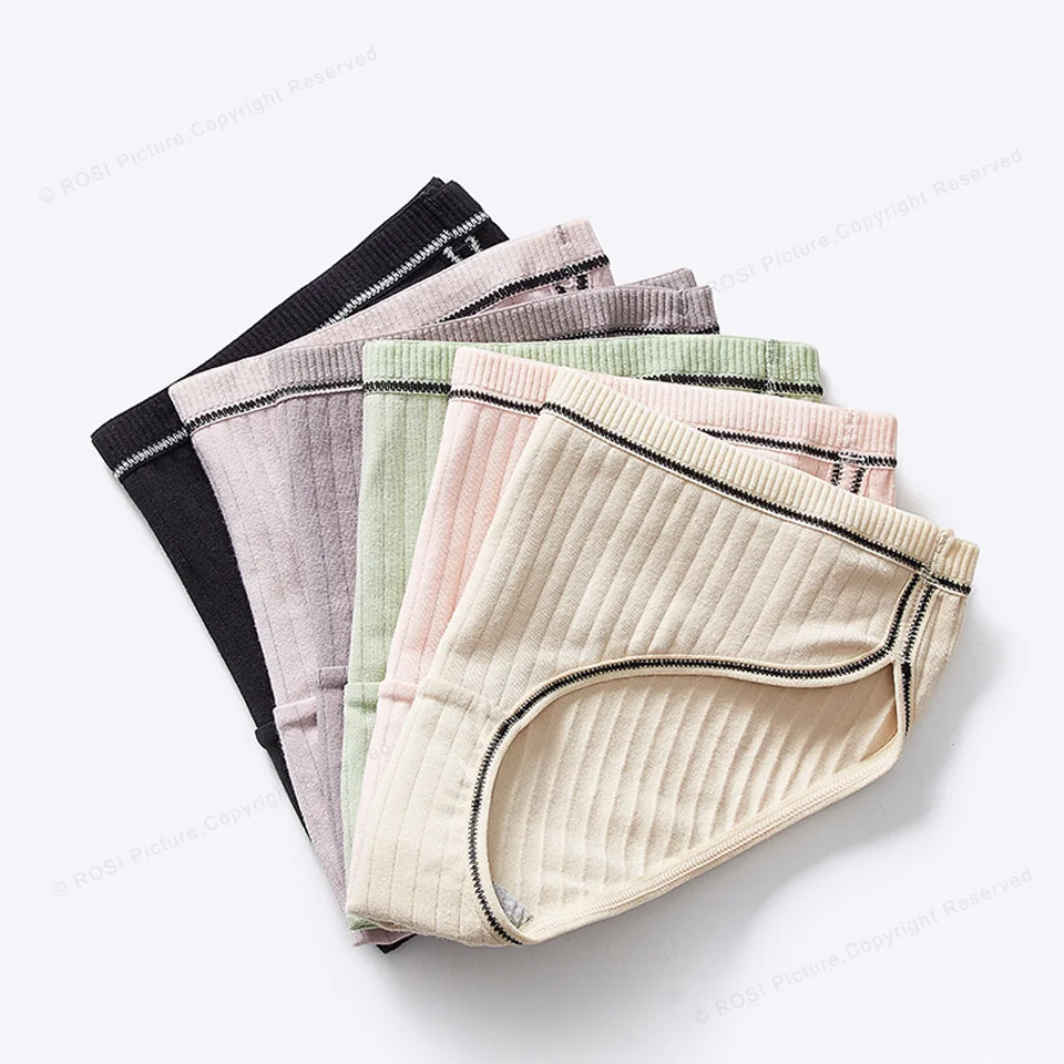 50S Combed Cotton Women's Pants Vintage Briefs Panties Solid Large Size Underwear Lingerie For Feamle Underpants Ladies 3pcsROSI