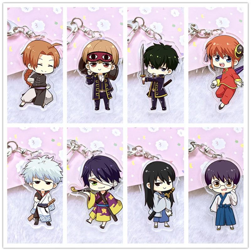 Милый брелок GINTAMA акриловый кулон сувенир аниме тема мультфильмов двойной