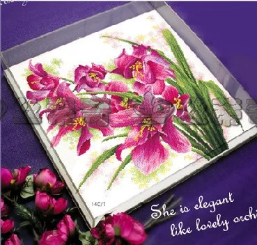 

Top Quality hot selling classical lovely counted cross stitch kit orchid elegant flower, she is elegant like lovely orchid