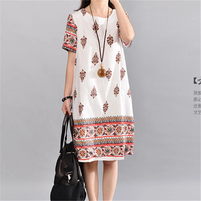 2019 Новый стиль летнее платье с модным принтом свободные большие размеры Для