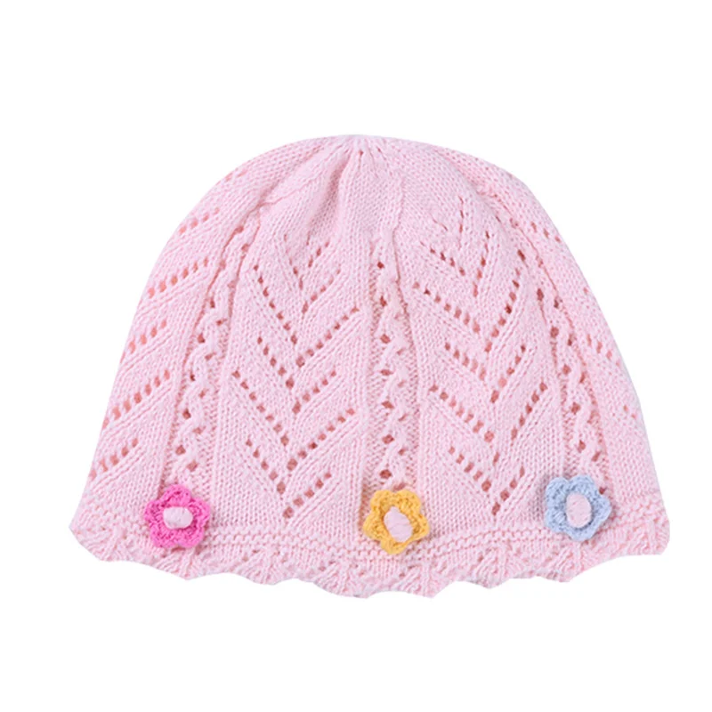 Осенняя шапка для маленьких девочек с цветочным узором вязаная шапочка