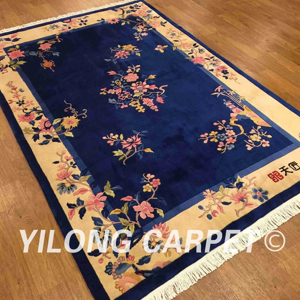 YILONG 5 &quotx 8&quot ручной работы художественное украшение синий ковер Традиционный