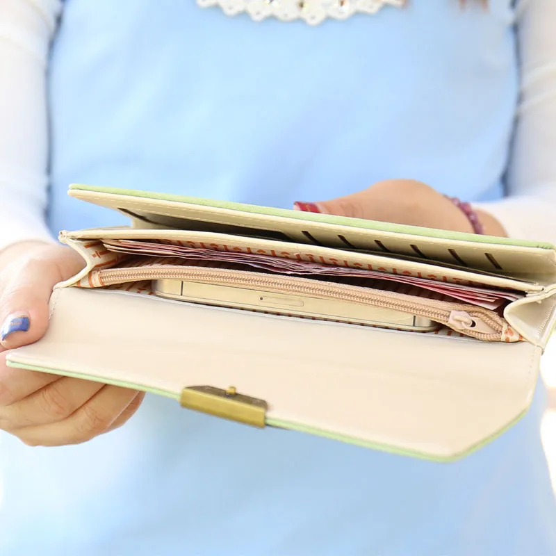 Женские кошельки из искусственной кожи длинный секционный кошелек с застежкой