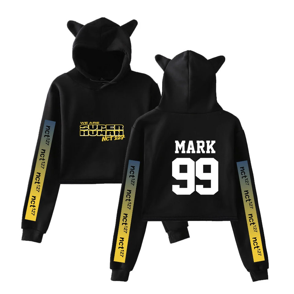 NCT 127 WE ARE SUPERHUMAN Cat Ear толстовка модная Милая женская Повседневная Новинка Kpop Cat Crop Top толстовки Толстовка сексуальная одежда